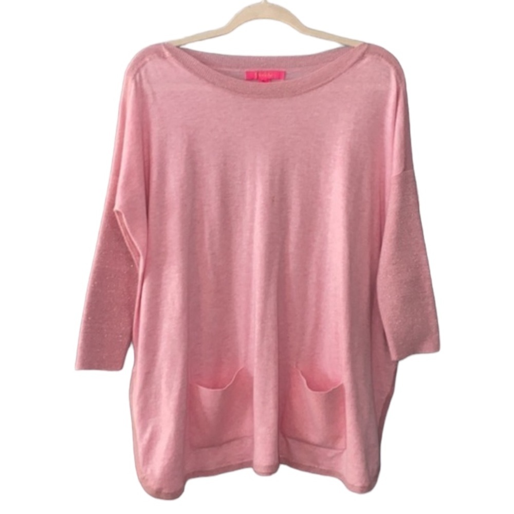 Lilly Pulitzer XS (runs large) Pink Cobo Sweater Top Heathered Pink Tropical